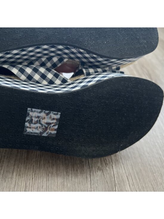 Rag & Bone Megan Gingham Canvas Platform Sandal Navy White Womens 6.5 EU 37 New - Picture 14 of 15